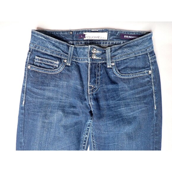 Vigoss Bootcut Jeans Women 3 Top Stitch Flap pockets Fade Classic Trendy‎ - Picture 2 of 6